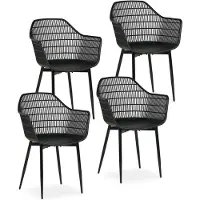 Idimex MARGHERITA tuinstoelen in een set van 4 in zwart. Balkonstoelen met kunststof zitschaal en aluminium frame met poedercoating. UV-bestendig & weerbestendig terrasmeubilair - belangrijkste afbeelding