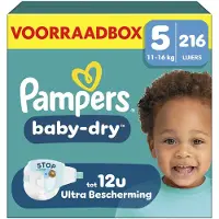 Pampers Baby-Dry Maat 5 - 216 Luiers - 11kg-16kg - Voorraadbox