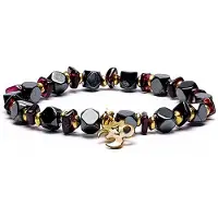 Yogi & Yogini Armband hemetiet/granaat facet met ohm elastisch