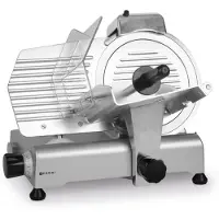 Hendi professionele snijmachine voor vlees en kaas - aluminium en roestvast staal - mes 25 cm - 49,4x40,2x39,8 cm - zilvergrijs - met slijper, snijdikte 0-8 mm