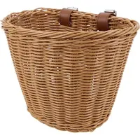 Mini Mandje kinderfiets loopfiets - gevlochten kunststof rotan riet - verstelbare bandjes - bruin - donkerbruin