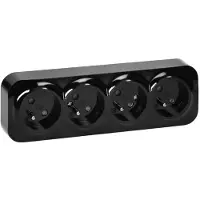 ORNO - Vierdubbel Opbouw Wandcontactdoos - 16A - 230V - Zwart