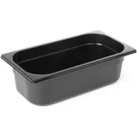 Super Merchant Zwarte GN 1/4 container – polycarbonaat – 2,8L – temperatuurbestendig – stapelbaar – 265x162x100 mm