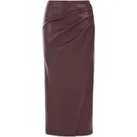 We fashion - Dames Midi-rok van imitatieleer - Regular fit - Aubergine - Maat: M
