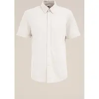 Fundamentals - Heren Slim fit overhemd van piquéjersey - Slim Fit - Gebroken wit - Katoen - Maat: L