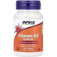 Now Foods Vitamine D3 2500 IU (62,5 mcg) – 180 Softgels | Vitamin D3 Supplement – Botten & Immuunsysteem / Bone & Immune Support