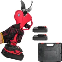 Happiq Elektrische snoeischaar – Voor tuin en fruitbomen – Draadloze borstelloze snoeischaar Model B met 30 mm snijblad – Rood, 600 W, inclusief twee batterijen