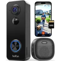 Avylet Video Deurbel met Camera - Draadloze deurbel - 2K HD - Inclusief Binnenbel & Batterijen & 32GB kaart - Zonder abonnement - AI-mensdetectie - Tweeweg Audio - Deurbel met camera