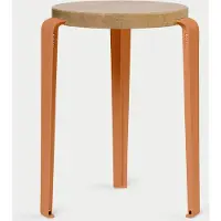 TIPTOE Lou Houten Kruk Tangerine Red | Solid Oak
