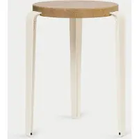 TIPTOE Lou Houten Kruk Cream White | Solid Oak