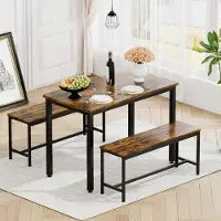 MODFU - Eethoekset - Ruimtebesparend - Industrieel - Voor Keuken Of Eetkamer - Spaanplaat En Staal - Rustiek Bruin En Zwart - 110 X 60 X 75 Cm