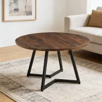 MODFU - Eettafel - MDF Tafelblad En Metalen Poten - Industrieel - Eetkamer - Walnootkleur