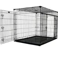 Unbekkant Bench - zwart - met tussenschot - 106x71x78 cm - draadkooi - Hondenkrat - 2e Zijdeur Toegang - Gepatenteerde Hoekstabilisatoren - Rubberen Voeten