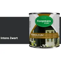 Koopmans Verf Koopmans Perkoleum Hoogglans Dekkend – Intens Zwart – 750 ml – Dekkende Beits Buiten – Schutting, Gevel & Tuinhout