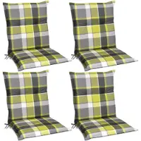 Beautissu Sunny GR – Set van 4 Tuinkussens Lage Rug 100x50 cm met UV-lichtechtheid Comfortabele Tuinstoel Zitkussen Geel geruit