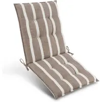 Beautissu Sun-NL – Premium Lage Rugleuning Kussen 100x50 cm – UV-bestendig & 8cm Dik Kussen Tuinstoelkussen Antislip Bevestigingsbanden – Stevige Stof Beige Blanc Gestreept