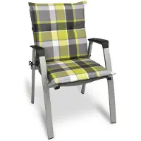 Beautissu Sunny GR – Tuinkussen Lage Rug 100x50 cm met UV-lichtechtheid Comfortabele Tuinstoel Zitkussen Geel geruit