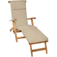 Beautissu LoftLux DC tuinkussen voor deckchair 175 x 45 x 5 cm - ligbedkussen natuur - tuinkussens hoge rug - kussen ligstoel