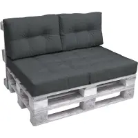 Beautissu Elements – 2x Rugkussen Palletkussen 60x40 cm – Grafiet Grijs – Matraskussen kwaliteit