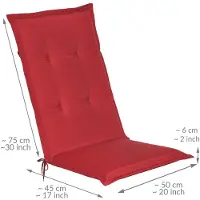 Beautissu Loft HL Tuinkussens Hoge Rug- 120 x 50 cm - Rood Kussen - Zitkussen UV- Lichtecht Tuinstoelkussen
