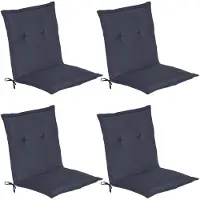 Beautissu Loft NL – Set van 4 Tuinkussens Lage Rug 100x50x6 cm Kussen Donker Blauw Tuinstoelkussens Zitkussen Tuinstoel