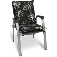 Beautissu Tuinkussen Lage Rug 100 x 50 x 6 cm – Kussen met print – Tuinstoelkussens Zitkussen Tuinstoel – Flores zwart met palmbladeren