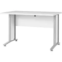 Ebuy24 Prisme bureau wit en zilvergrijs staal.