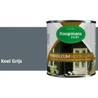 Koopmans Verf Koopmans Perkoleum Hoogglans Dekkend – Koel Grijs – 2,5 l – Dekkende Beits Buiten – Schutting, Gevel & Tuinhout