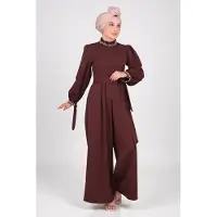 Turkishsouq Parel Detailed Jumpsuit-jurk Bruin