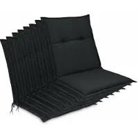 Beautissu Base NL – Set van 8 Tuinstoelkussens Lage Rug 100x50x6 cm Antraciet Kussen voor Tuinstoelen Zitkussen