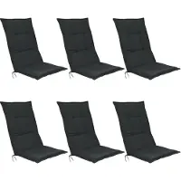 Beautissu Base HL Set 6x Tuinkussens Hoge Rug 120 x 50 x 6 cm Zitkussen Antraciet Kussen Tuinstoelkussen