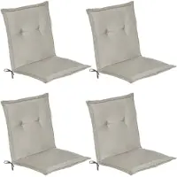 Beautissu Loft NL – Set van 4 Tuinkussens Lage Rug 100x50x6 cm Kussen Licht Grijs Tuinstoelkussens Zitkussen Tuinstoel
