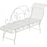 CLP Tuinbank Karma - Chaise Longue Loungebank - Romantische Art Nouveau Bank met Ornamenten - 160 kg - wit