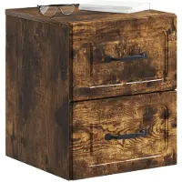 vidaXL Muurbevestigde Nachttafel 2 st Gerookt eiken 34,5 x 33 x 40 cm