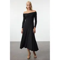 Turkishsouq Rechte, mouwloze cocktailjurk voor dames, midi-lengte, aansluitend model.