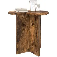 vidaXL Bijzettafel met opslag Gerookt eiken Ø 39 x 38 cm Bewerkt hout