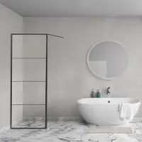 Aqua Vista Triple Zijwand - 30x200 cm - incl. wandbeugel - helder glas - mat zwart R-BE-2120-30-FFF
