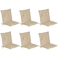 Beautissu Set van 6x Tuinkussens Lage Rug Loft NL 100 x 50 x 6 cm - Kussen Natuur - Zitkussen SierkussenTuinstoel