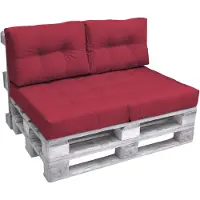 Beautissu Elements – 2x Rugkussen Palletkussen 60x40 cm – Rood – Matraskussen kwaliteit