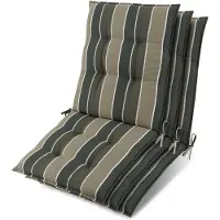 Beautissu Sun-NL – Set van 3 Premium Lage Rugleuning Kussen 100x50 cm - UV-bestendig & 8cm Dik Kussen Tuinstoelkussen Antislip Bevestigingsbanden – Stevige Stof Groen Gestreept