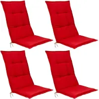Beautissu Base HL – Set van 4 Tuinstoelkussens Hoge Rug 120x50x6 cm Rood Kussen voor Tuinstoelen Zitkussen