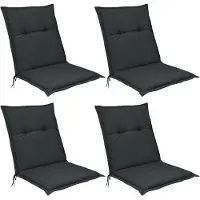 Beautissu Base NL – Set van 4 Tuinstoelkussens Lage Rug 100x50x6 cm Grafiet Grijs Kussen voor Tuinstoelen Zitkussen
