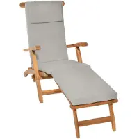 Beautissu LoftLux DC tuinkussen voor deckchair 175 x 45 x 5 cm - ligbedkussen grijs - tuinkussens hoge rug - kussen ligstoel