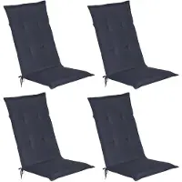 Beautissu Loft HL – Set van 4 Tuinkussens hoge Rug 120x50x6 cm Kussen Donkerblauw Tuinstoelkussens Zitkussen Tuinstoel