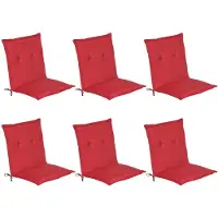 Beautissu Set van 6x Tuinkussens Lage Rug Loft NL 100 x 50 x 6 cm - Kussen Rood - Zitkussen Sierkussen Tuinstoel