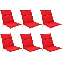 Beautissu Base NL Set 6x Tuinkussens Lage Rug 100 x 50 x 6 cm Kussens Rood - Zitkussen Tuinstoel