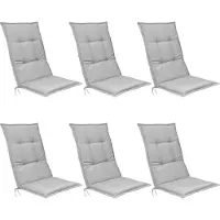Beautissu Base HL Set 6x Tuinkussens Hoge Rug 120 x 50 x 6 cm Zitkussen Grijs Kussen Tuinstoelkussen