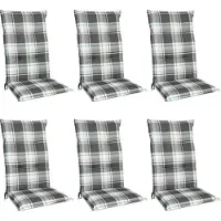 Beautissu Sunny MK – Set van 6 Tuinkussens Hoge Rug 120x50 cm met UV-lichtechtheid Comfortabele Tuinstoel Zitkussen Mint Groen geruit