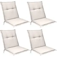 Beautissu Base NL – Set van 4 Tuinstoelkussens Lage Rug 100x50x6 cm Natuur Kussen voor Tuinstoelen Zitkussen