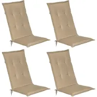 Beautissu Loft HL – Set van 4 Tuinkussens hoge Rug 120x50x6 cm Kussen Natuur Tuinstoelkussens Zitkussen Tuinstoel